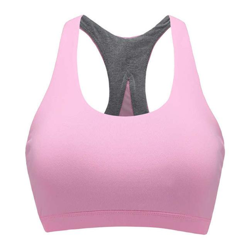 loomrack V-shape Mesh Crop Workout Top Sports Bras Pink / L