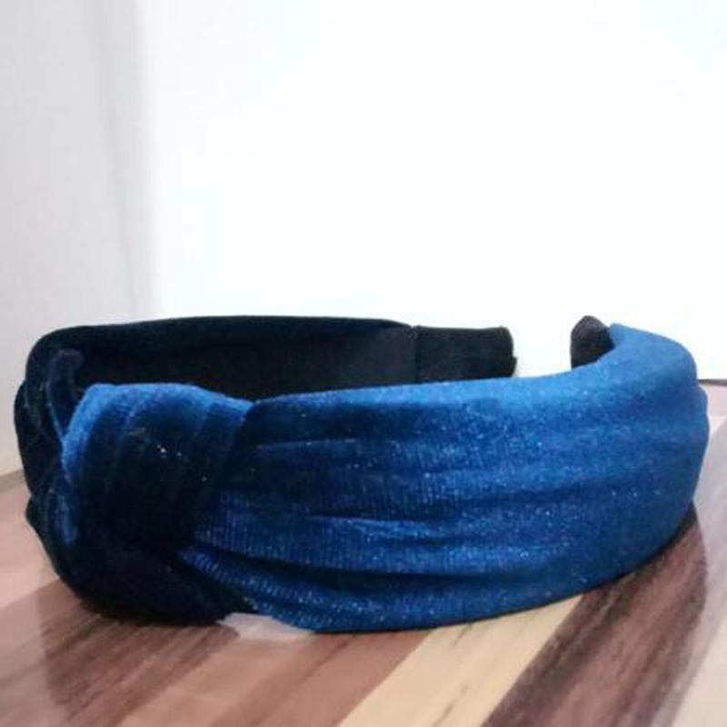 loomrack Velvet Knotted Twist Headband Hair Accessories Navy Blue