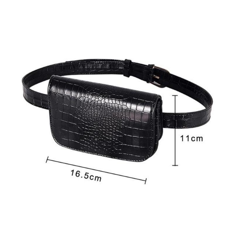 loomrack Vintage Alligator PU Leather Belt Fanny Pack Novelty Bags Black