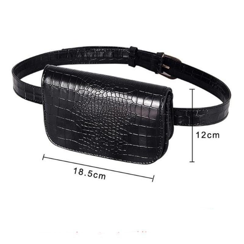 loomrack Vintage Alligator PU Leather Belt Fanny Pack Novelty Bags Black Big