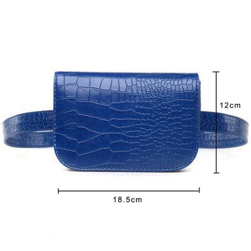 loomrack Vintage Alligator PU Leather Belt Fanny Pack Novelty Bags Blue Big
