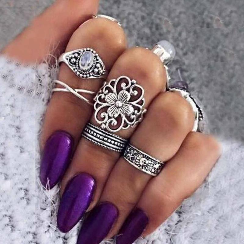 loomrack Vintage Bohemian Ring Sets Rings N8-Set5 Big Flower