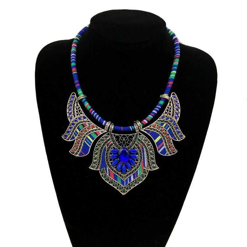 loomrack Vintage Bohemian Tribal Choker Choker Necklaces Blue