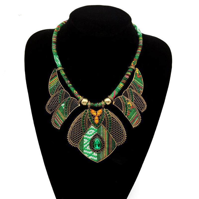 loomrack Vintage Bohemian Tribal Choker Choker Necklaces Green