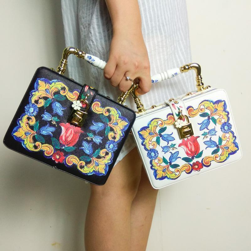 loomrack Vintage Floral Ceramic Top Handle Bag Top-Handle Bags