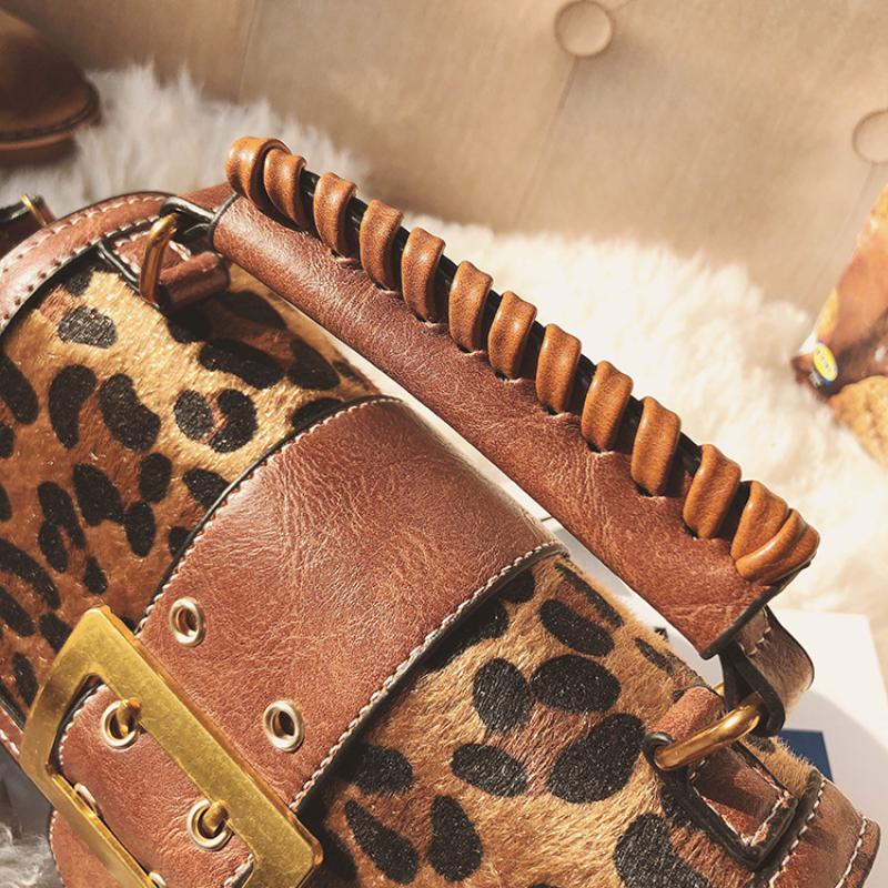 loomrack Vintage Leopard Crossbody Flap Bag with Top Handle Cross Body Bags