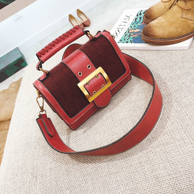 loomrack Vintage Leopard Crossbody Flap Bag with Top Handle Cross Body Bags Red / 20X9X14