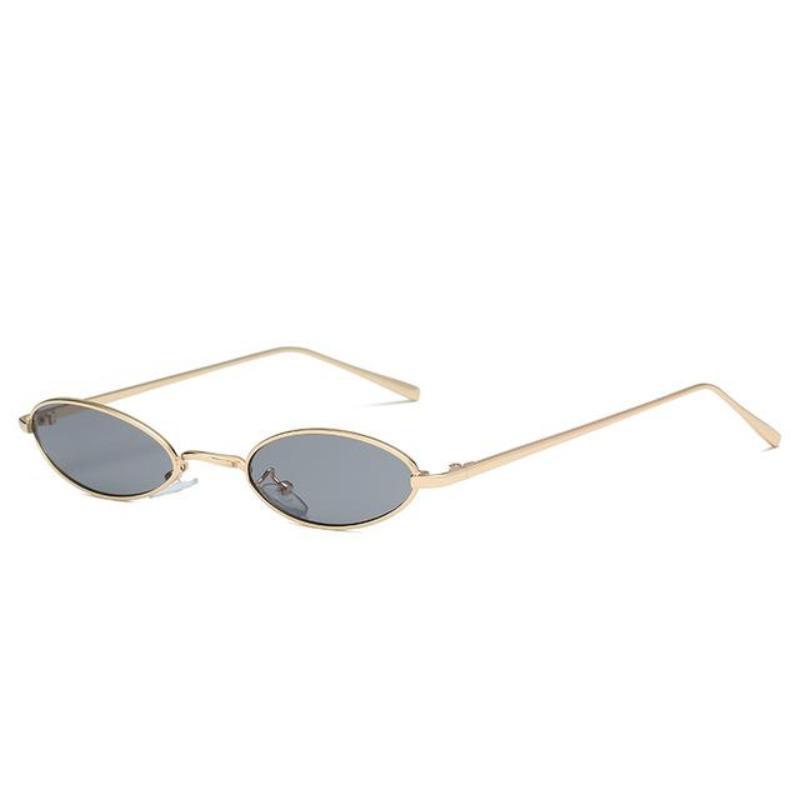 loomrack Vintage Micro Metal Oval Frame Sunglasses Sunglasses Gold Frame Black