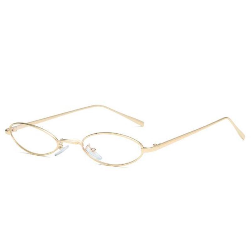 loomrack Vintage Micro Metal Oval Frame Sunglasses Sunglasses Gold Frame Clear