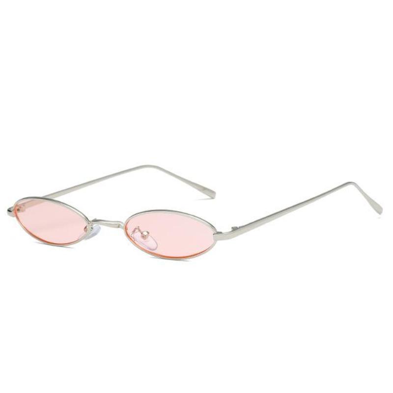 loomrack Vintage Micro Metal Oval Frame Sunglasses Sunglasses Pink