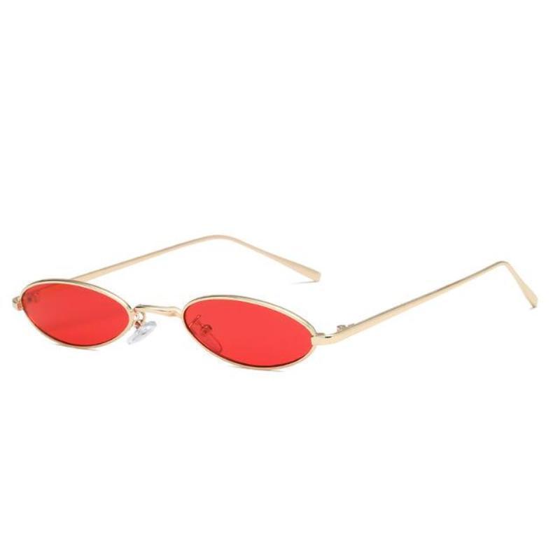 loomrack Vintage Micro Metal Oval Frame Sunglasses Sunglasses Red