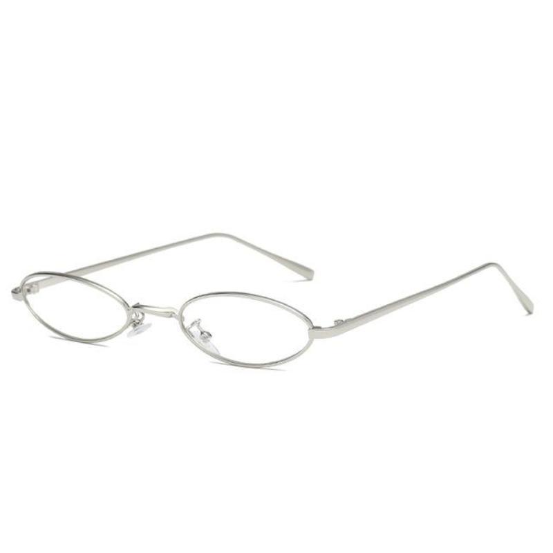 loomrack Vintage Micro Metal Oval Frame Sunglasses Sunglasses Silver Frame Clear