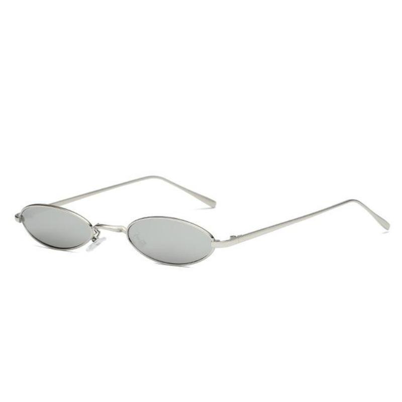 loomrack Vintage Micro Metal Oval Frame Sunglasses Sunglasses Silver Mirror