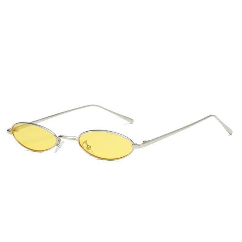 loomrack Vintage Micro Metal Oval Frame Sunglasses Sunglasses Yellow