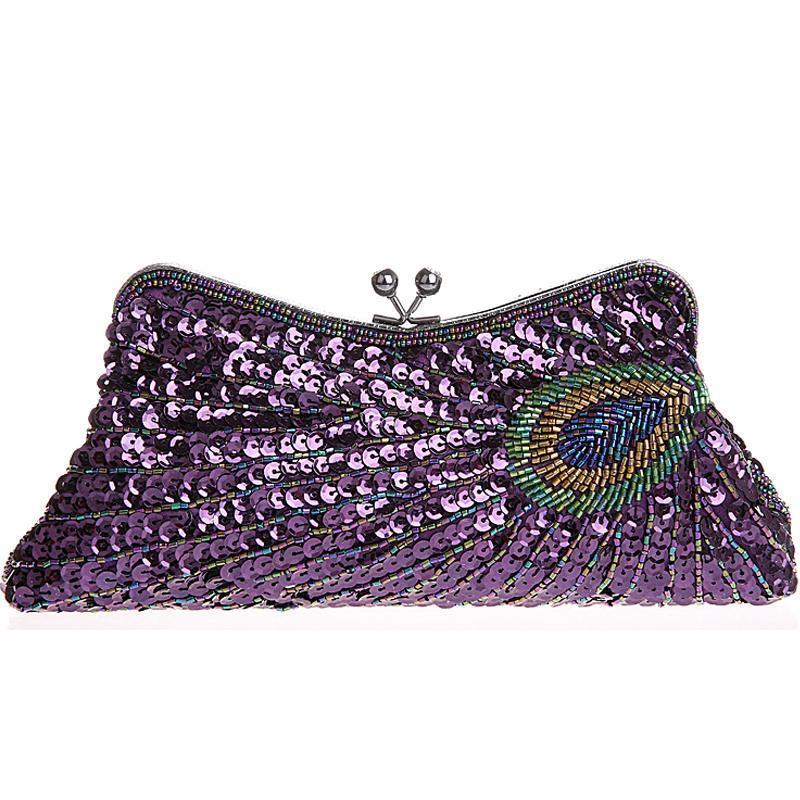 loomrack Vintage Peacock Sequin Evening Bag Evening Bags