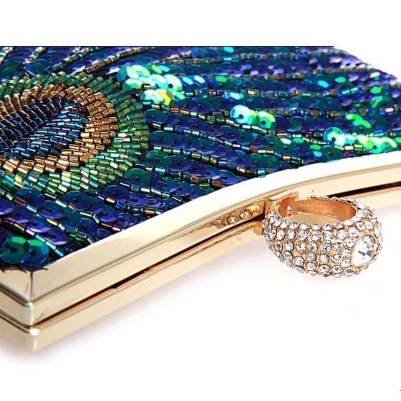 loomrack Vintage Peacock Sequin Evening Bag Evening Bags