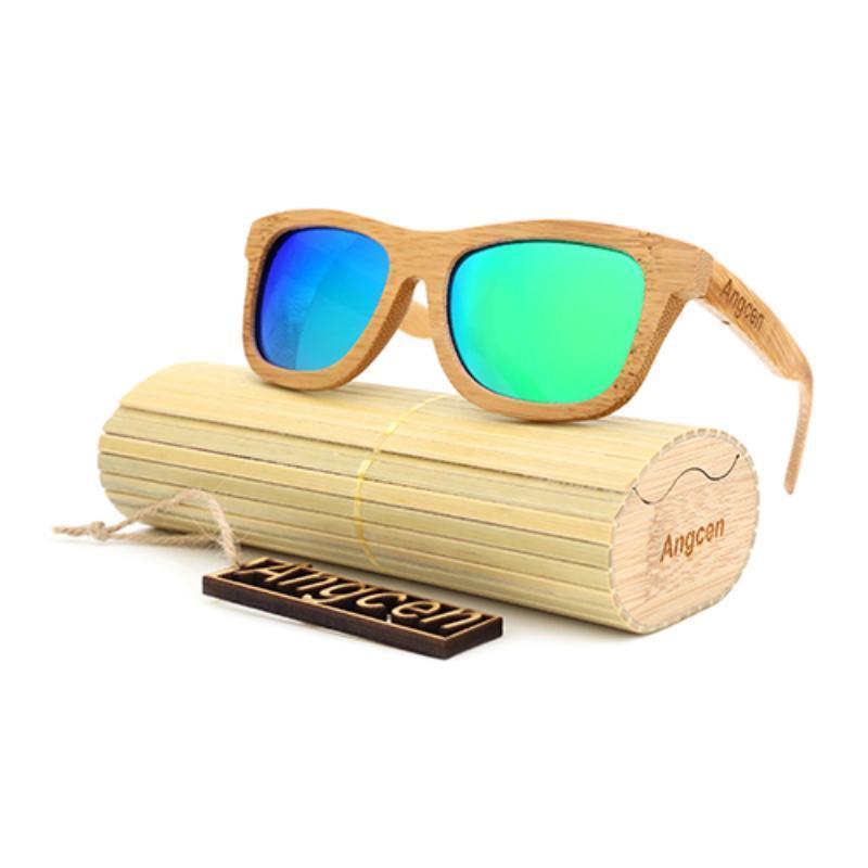 loomrack Vintage Style Bamboo Sunglasses Sunglasses Green