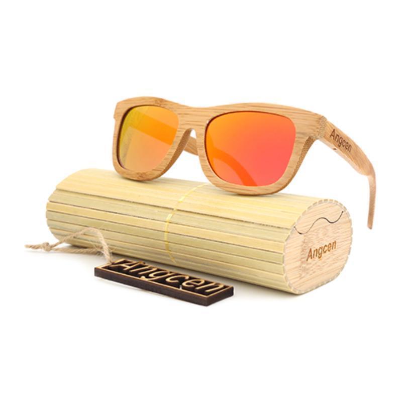 loomrack Vintage Style Bamboo Sunglasses Sunglasses Red