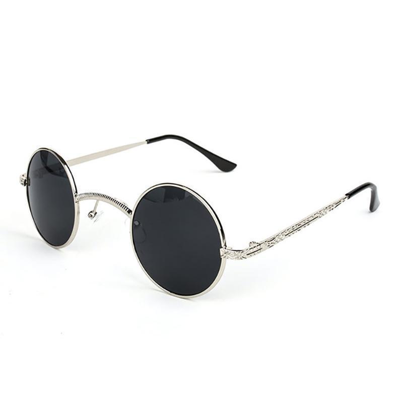 loomrack Vintage Ultra-Micro Round Frame Sunglasses Sunglasses Silver Grey