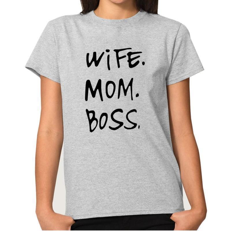 loomrack Wife Mom Boss T-Shirts Grey / S