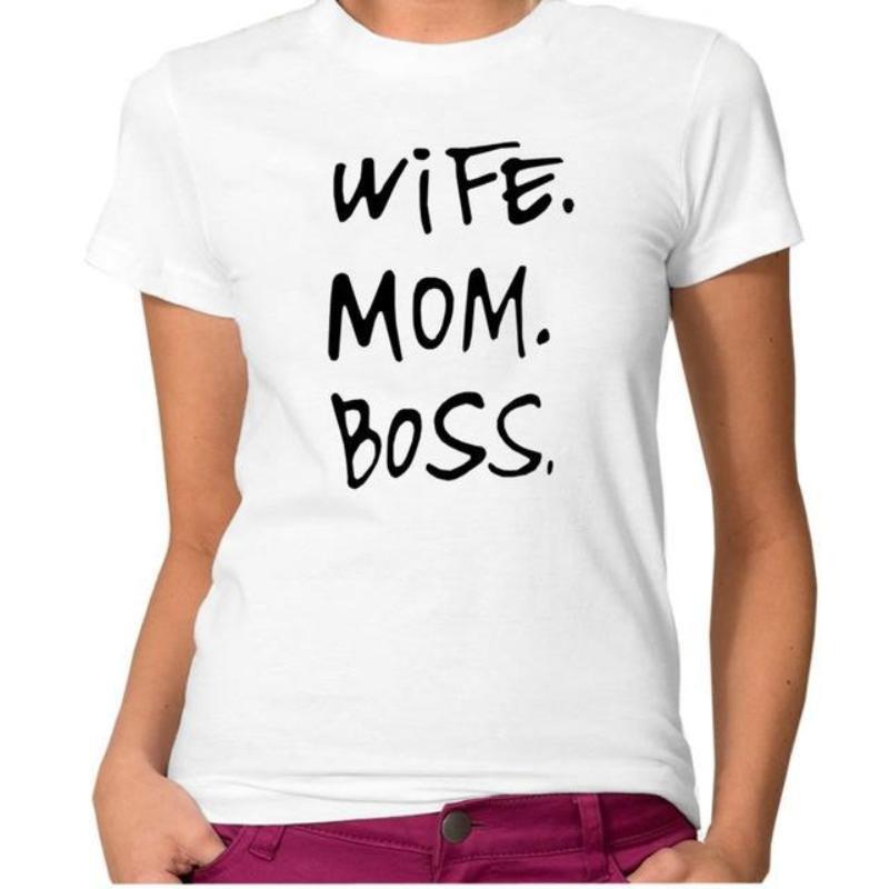 loomrack Wife Mom Boss T-Shirts White / S