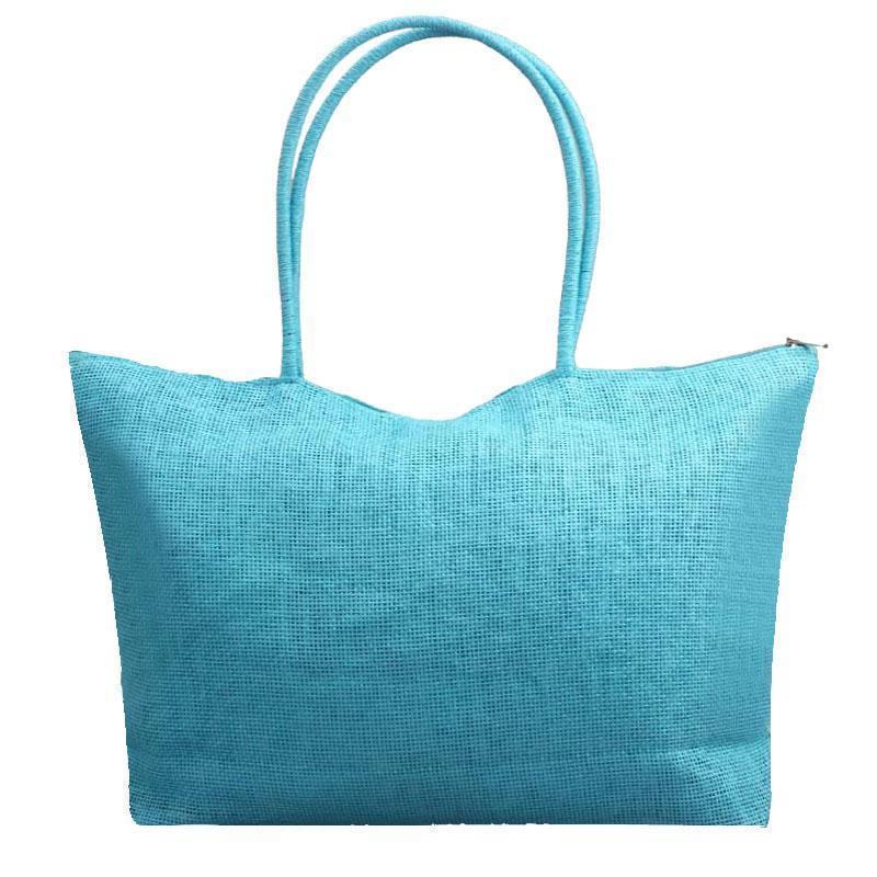 loomrack Women's Woven Straw Tote Bag - Perfect for the Beach! Shoulder Bags Aquamarine