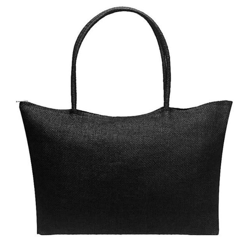 loomrack Women's Woven Straw Tote Bag - Perfect for the Beach! Shoulder Bags Black