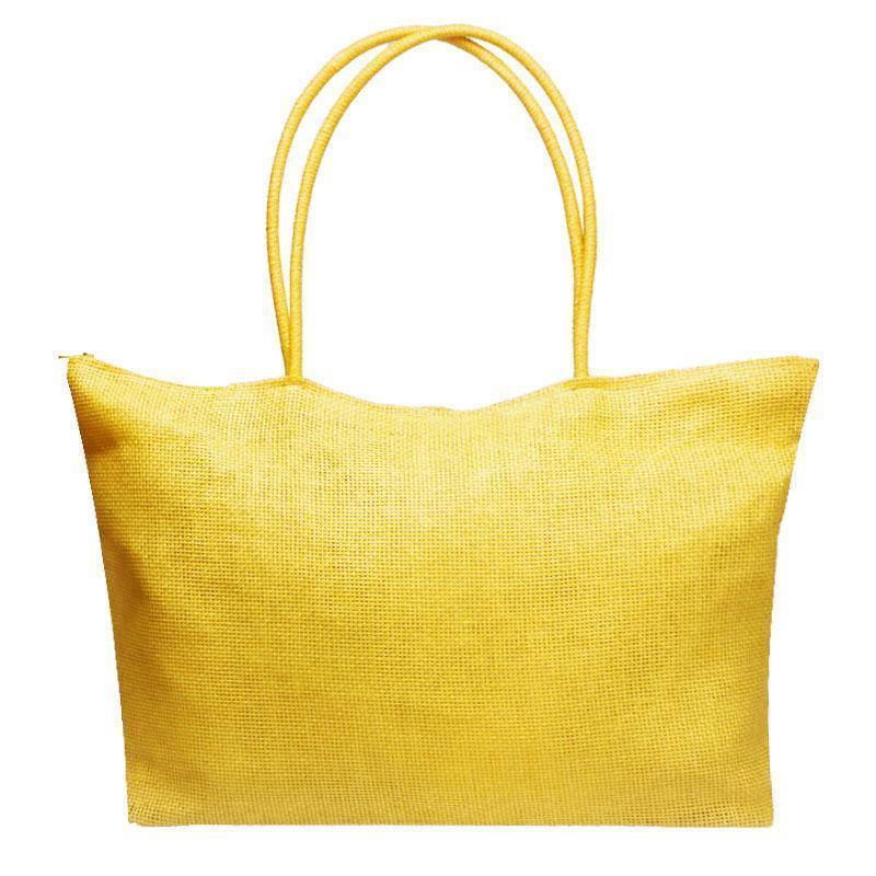 loomrack Women's Woven Straw Tote Bag - Perfect for the Beach! Shoulder Bags Light Yellow