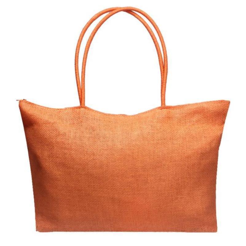 loomrack Women's Woven Straw Tote Bag - Perfect for the Beach! Shoulder Bags Orange