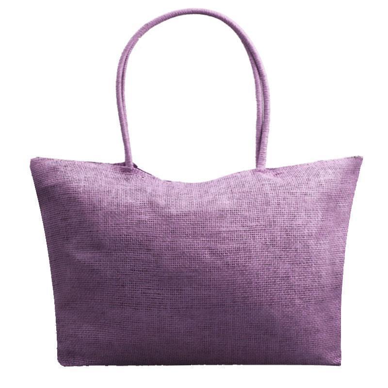 loomrack Women's Woven Straw Tote Bag - Perfect for the Beach! Shoulder Bags Purple