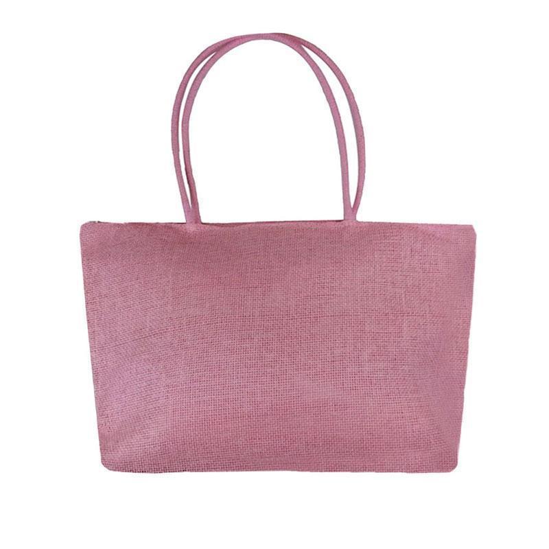 loomrack Women's Woven Straw Tote Bag - Perfect for the Beach! Shoulder Bags Rose Pink