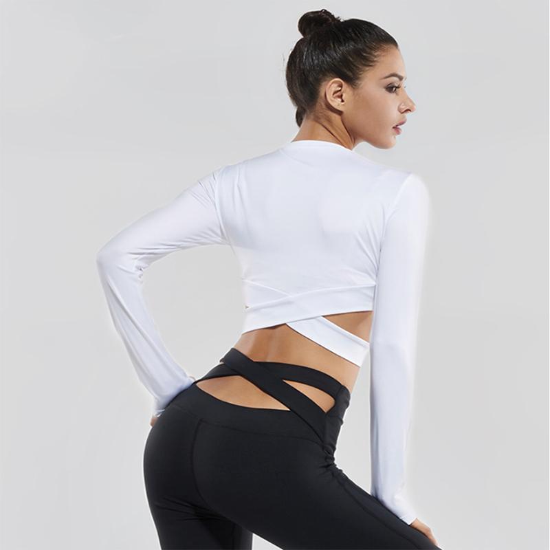 loomrack Yoga Long Sleeve Criss Cross Crop Top Yoga Shirts