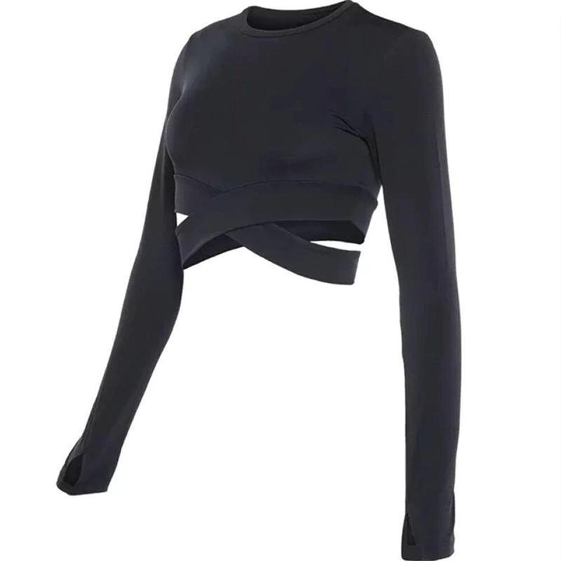 loomrack Yoga Long Sleeve Criss Cross Crop Top Yoga Shirts