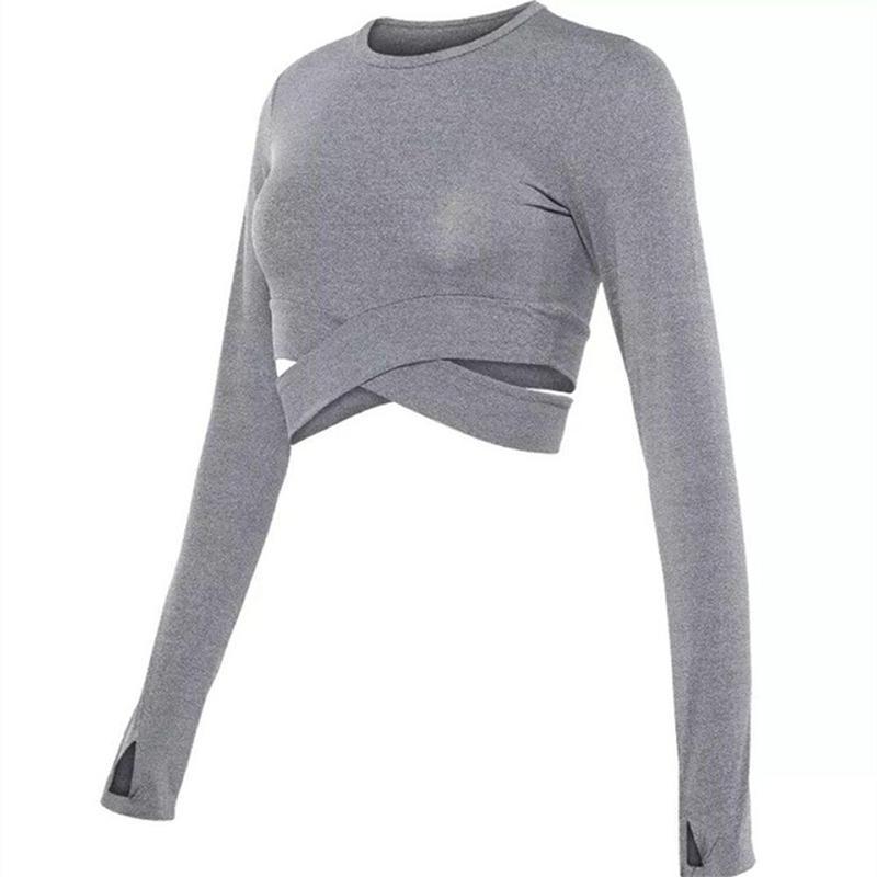 loomrack Yoga Long Sleeve Criss Cross Crop Top Yoga Shirts