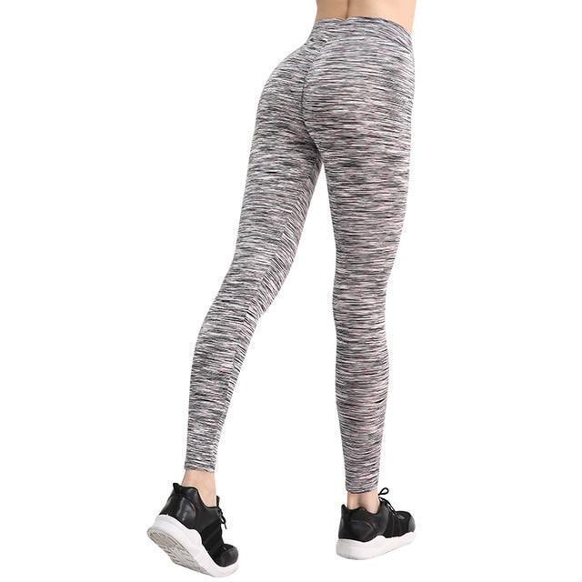 No Pain, No Gain Push Up Breathable Leggings Leggings Stripe-Black Red / S