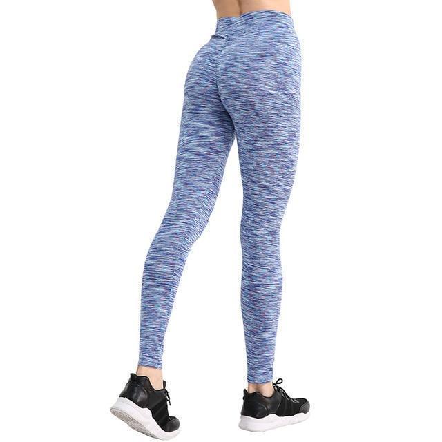 No Pain, No Gain Push Up Breathable Leggings Leggings Stripe-Blue / S