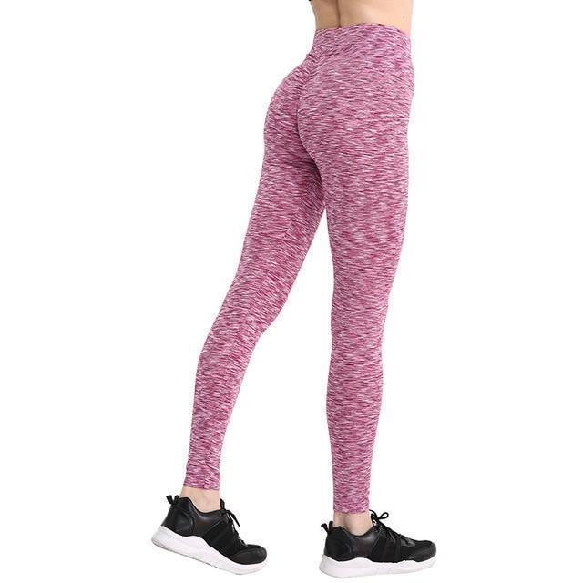 No Pain, No Gain Push Up Breathable Leggings Leggings Stripe-Red / S