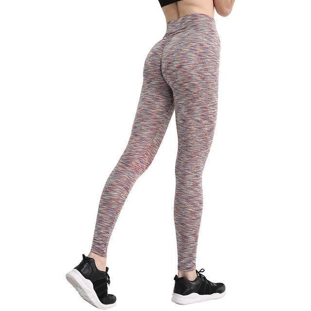 No Pain, No Gain Push Up Breathable Leggings Leggings Stripe-Yellow / S