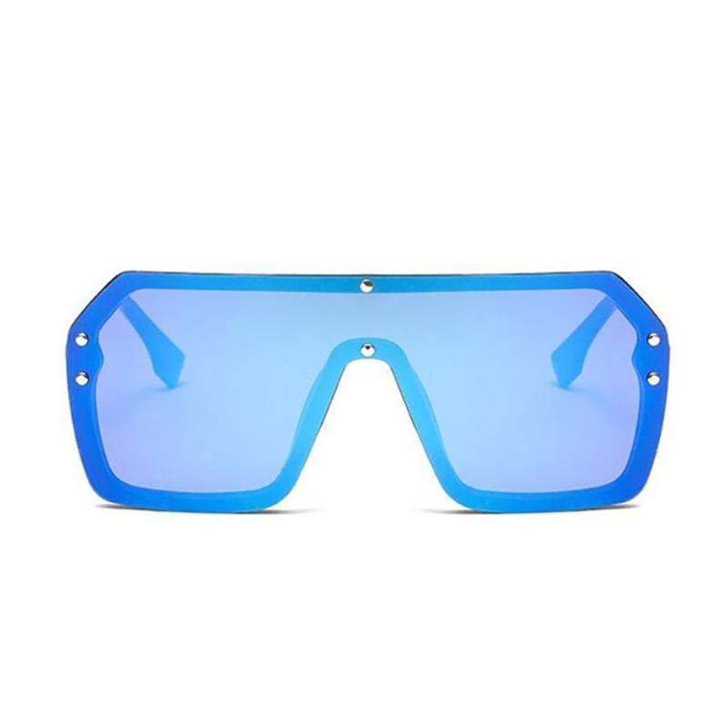 Oversized Retro Square Frame Transparent Sunglasses Sunglasses blue without F