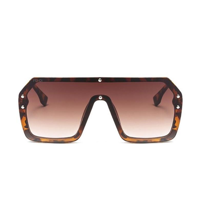 Oversized Retro Square Frame Transparent Sunglasses Sunglasses brown without F