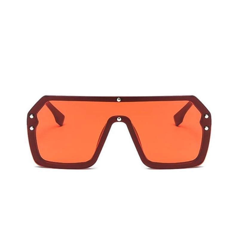 Oversized Retro Square Frame Transparent Sunglasses Sunglasses red without F