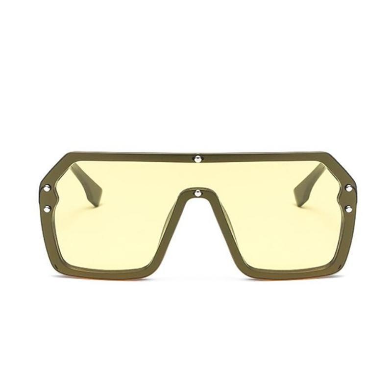 Oversized Retro Square Frame Transparent Sunglasses Sunglasses yellow without F