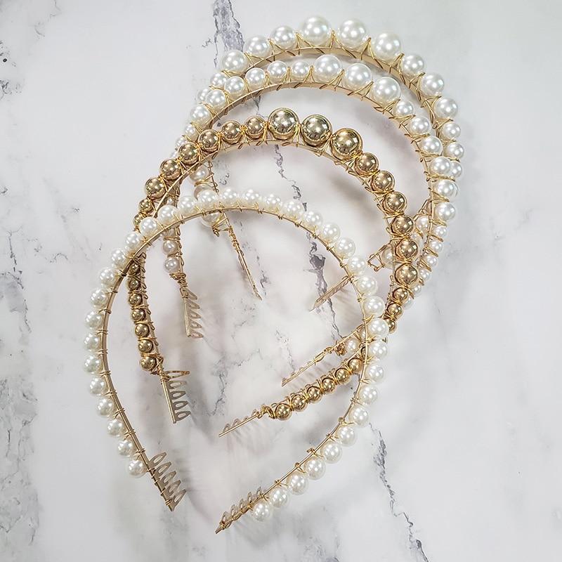 Pearl Beaded Headbands Headbands 90001-WH