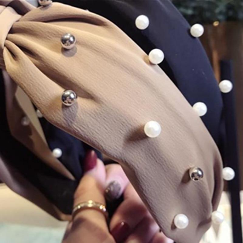 Pearls Solid Bow Knotted Hairband Headbands color 1