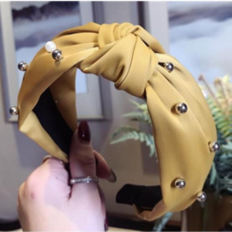 Pearls Solid Bow Knotted Hairband Headbands color 1