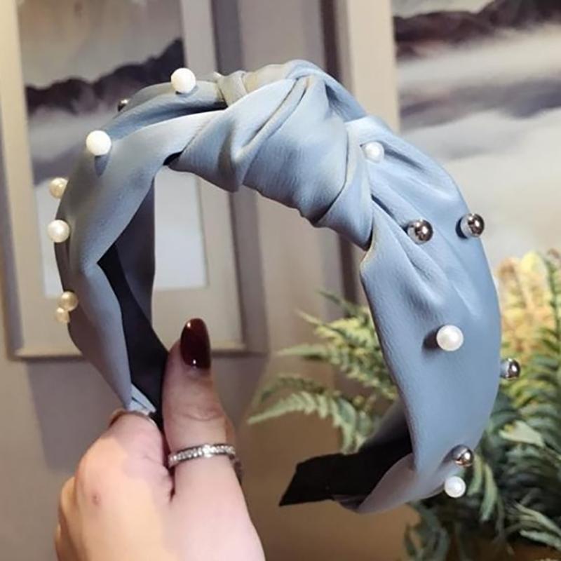 Pearls Solid Bow Knotted Hairband Headbands color 3