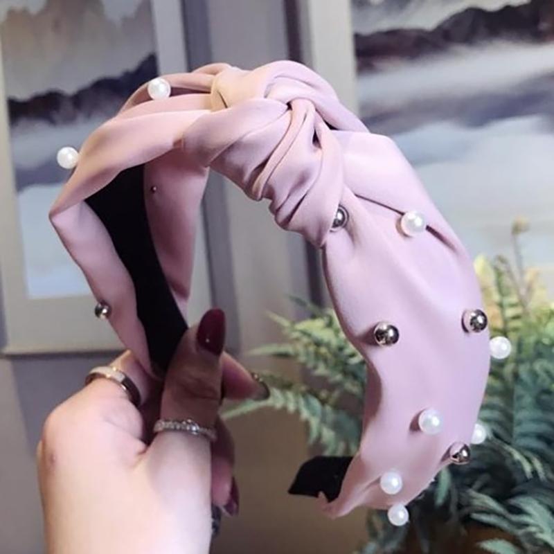 Pearls Solid Bow Knotted Hairband Headbands color 4