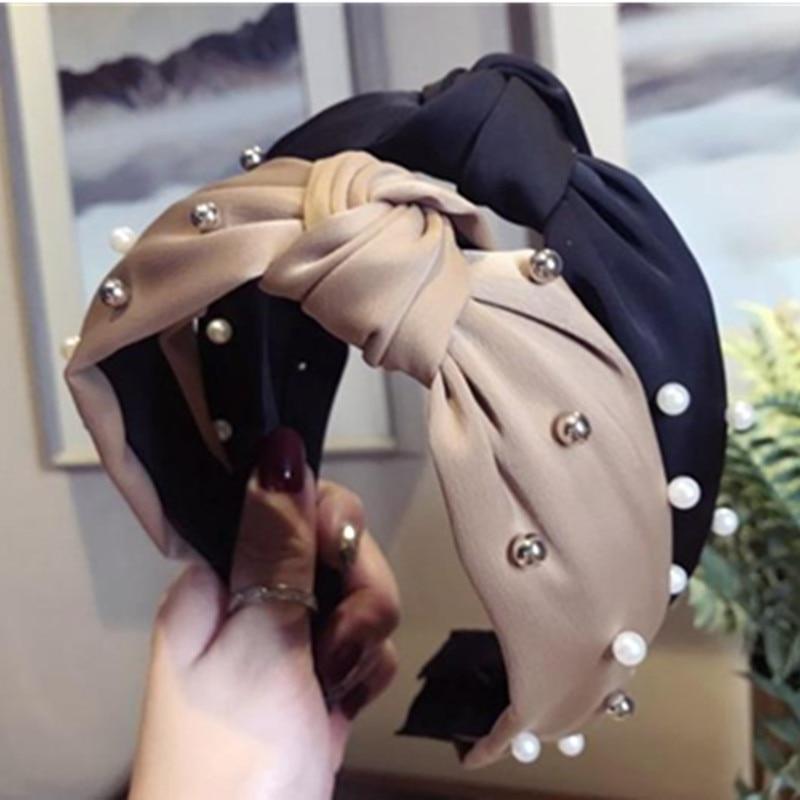 Pearls Solid Bow Knotted Hairband Headbands color 5
