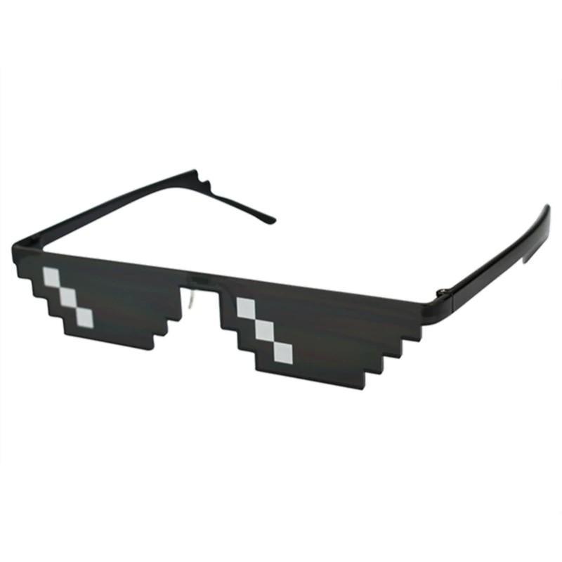 Pixelated Tile Small Lens Night Life Festival Sunglasses Sunglasses Black - 3 White