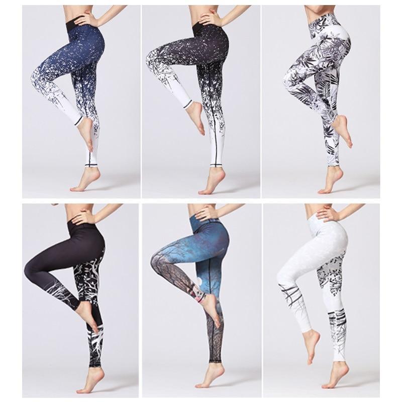 Premium Abstract Print High Waist Leggings Leggings Black White / S